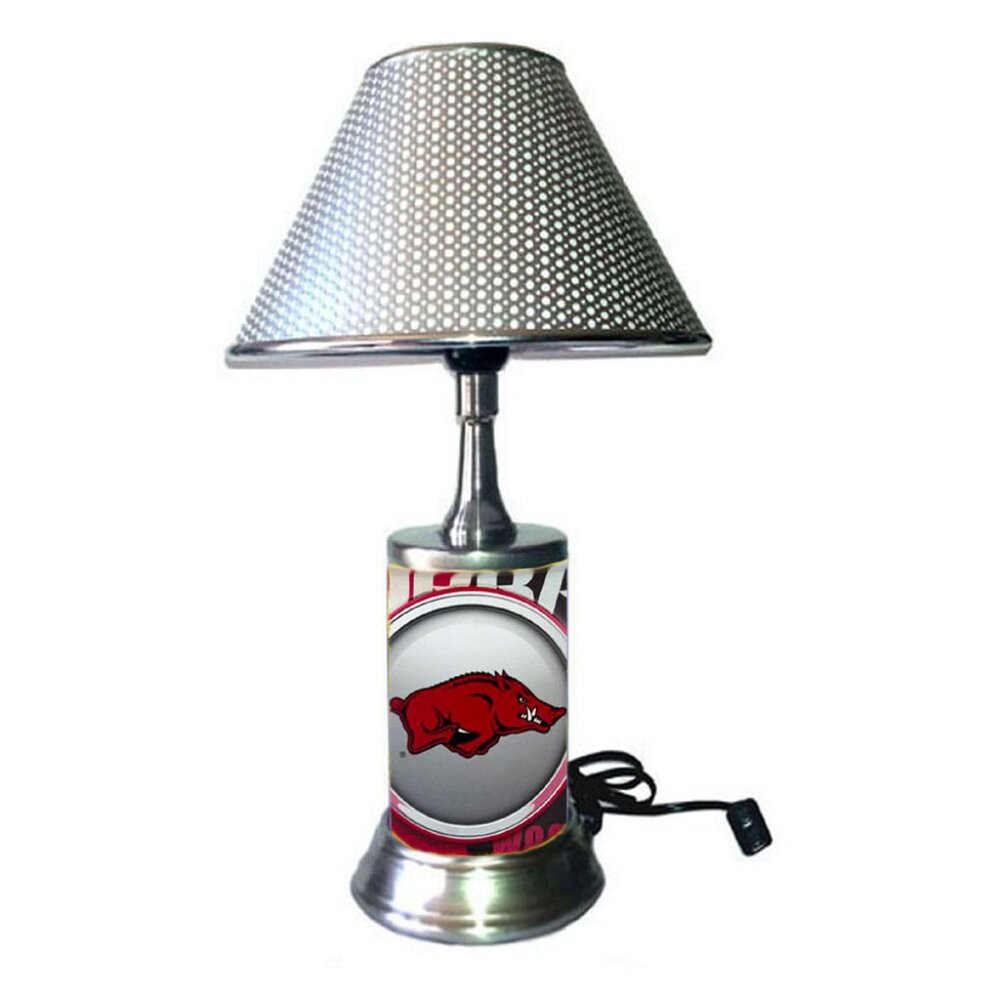 Arkansas Razorbacks lamp with chrome finish shade, NCAA